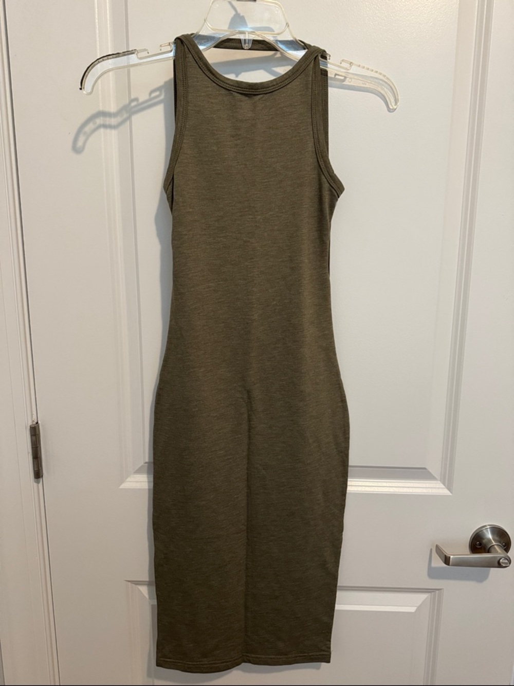 Sleeveless Open Back Tank Dress - Olive Green